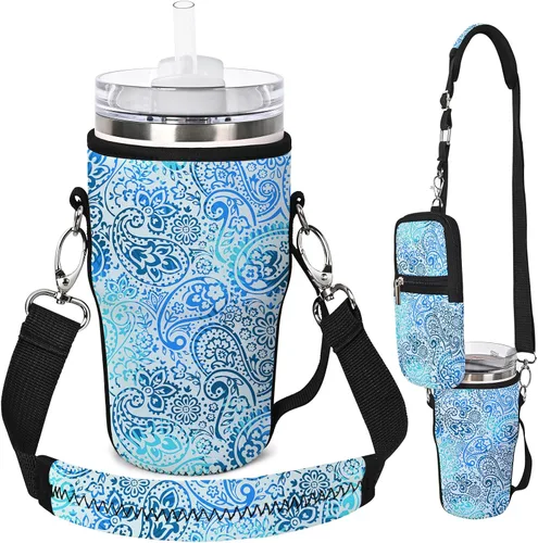 Vista 8 de AUPET Bolsa de transporte para botella de agua apta para vasos Stanley Flowstate IceFlow Yeti de 30/20/14 onzas, accesorios de taza con bolsa