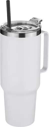 Vista 12 de Hasle Outfitters - Vaso de acero inoxidable de 40 onzas con asa, juego de vasos térmicos aislados al vacío, taza de viaje reutilizable de doble