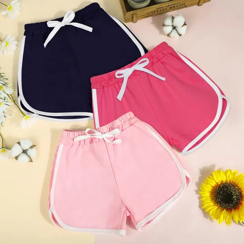 Vista 4 de Ruisita 3 piezas pantalones cortos deportivos para correr y bailar para niños pequeños, Blanco