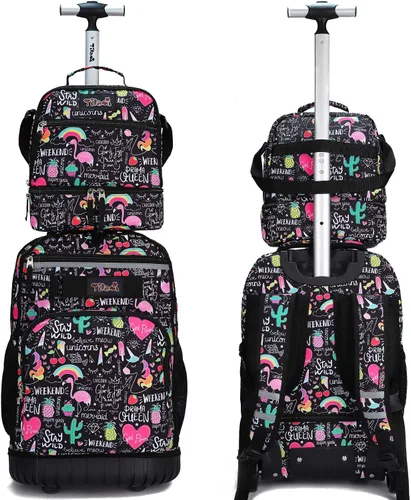 Vista 2 de Tilami Mochila con ruedas, mochila para laptop de 19 pulgadas con ruedas y lonchera