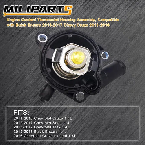 Vista 2 de Ensemble de carcasa de termostato refrigerante de motor MILIPARTS, compatible con Buick Encore 2013-2020 Chevy Cruze 2011-2016 OE 55579010 25200455