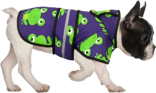 Vista 24 de HDE - Impermeable protector con capucha para perros y cachorros, tallas de la S a la XL (diseño de patos de goma, talla S)