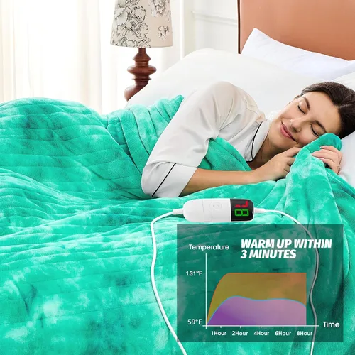 Vista 6 de greenoak Manta eléctrica con calefacción, manta térmica de piel sintética Sherpa para sofá cama, regalos cálidos de invierno para mujeres/ella