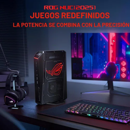 Vista 3 de Mini PC para juegos ROG NUC (2025) con CPU Intel® Core™ Ultra 7 (Serie 2) ARL-HX, NVIDIA® GeForce RTX™ 5060 MobileGPU, memoria RAM DDR5 de 32 GB