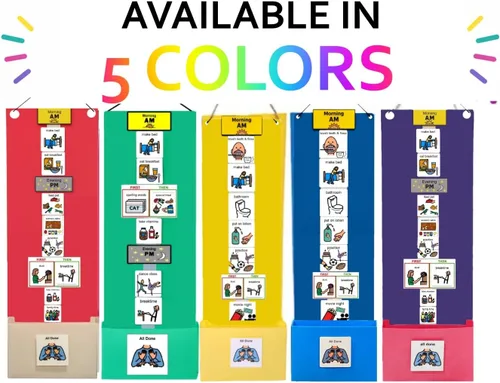 Vista 9 de Programa visual para niños – 133 tarjetas de plástico duraderas con imágenes y monedas con lazo suave Tabla de rutina diaria y recompensas por