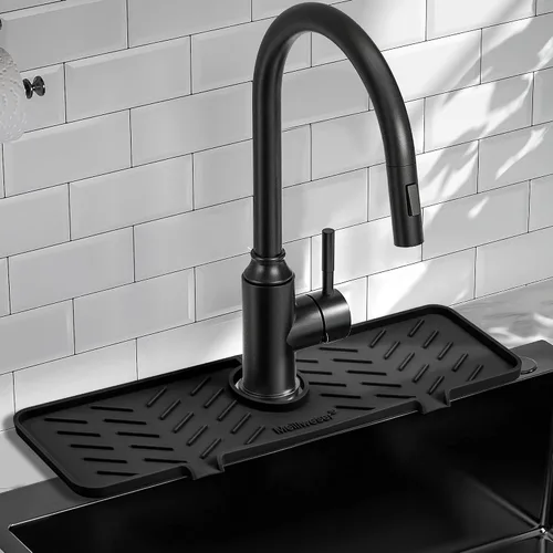 Vista 11 de Alfombrilla de Silicona para Grifo de Fregadero de Cocina – Gen 3 Protector contra Salpicaduras con Pendiente de 10° con Orificio Recortable