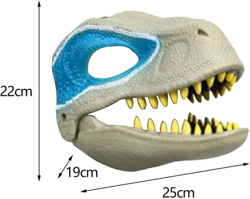 Vista 4 de Máscara de dinosaurio con mandíbula móvil, novedosa máscara de dragón de látex para escenario de vestir