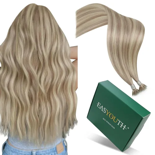 Vista 75 de Easyouth Extensión de cabello humano rubio con cola de caballo, extensiones de cabello humano rubio dorado con reflejos rubios, extensiones