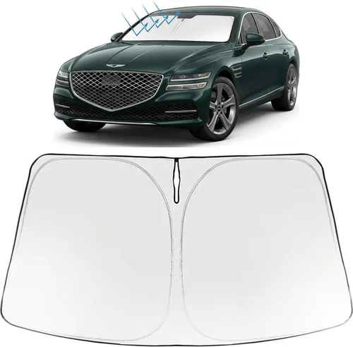 Vista 274 de Proadsy Parasol para parabrisas Rivian R1S 2022-2025 2026 de 4 capas plegable, protector de parasol frontal que bloquea los rayos UV, mantiene