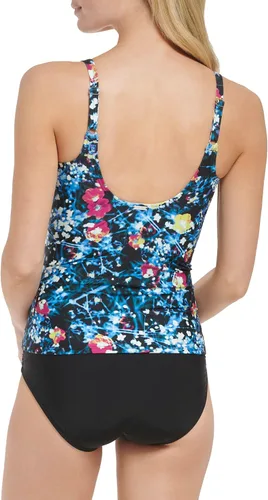 Vista 3 de Calvin Klein Traje de baño tankini estándar para mujer con correas ajustables y control de abdomen