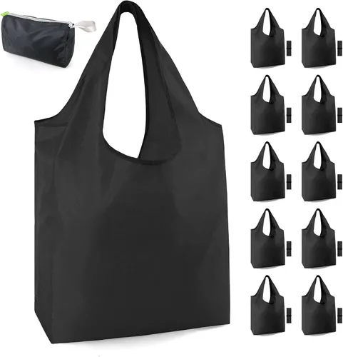 Vista 63 de BeeGreen Bolsas de comestibles reutilizables de Navidad con bolsa de almacenamiento con cremallera, paquete de 10 bolsas de compras reutilizables a