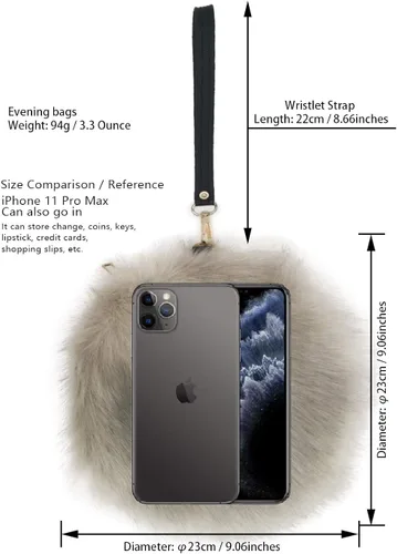 Vista 2 de FHQHTH Faux Fur Purse Fashion Clutch Handbag Shoulder Vintage Evening Bags for Women