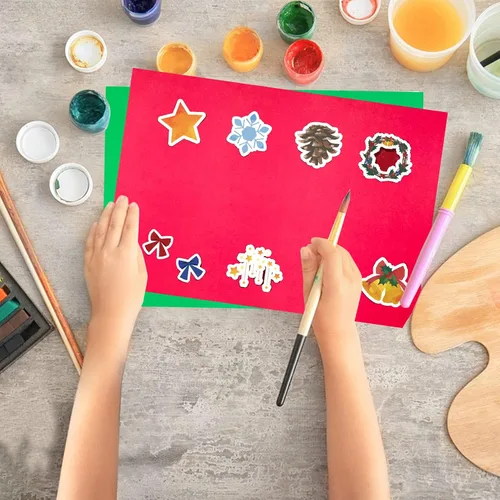 Vista 7 de 100 piezas de papel grueso de cartulina de Navidad, papel de cartulina A4 rojo y verde de 70 libras, papel de cartulina imprimible de grosor medio