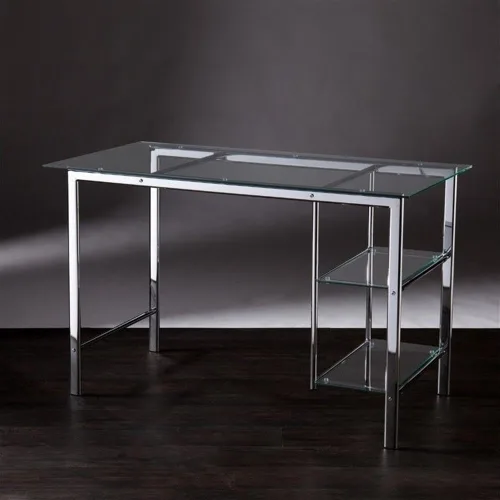 Vista 2 de Southern Enterprises SEI Furniture Oslo - Escritorio de cristal en cromo
