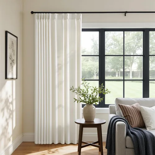Vista 11 de Cortinas de lino extra anchas de 70 pulgadas de largo y 96 pulgadas Abedul Burlywood