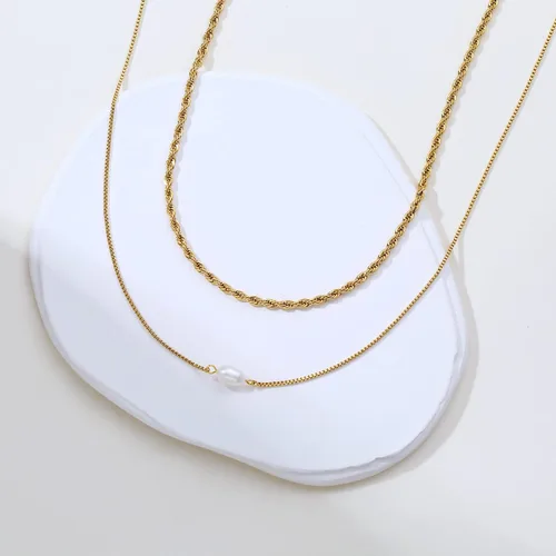 Vista 6 de Dainty Gold Layered Necklaces for Women 18K Gold Plated Stacked Herringbone Choker Necklace Coin Pendant Snake Chain Necklace Trendy Rope Paperclip