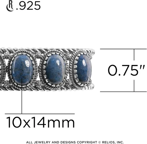 Vista 4 de American West Jewelry Sterling Silver Women's Cuff Bracelet Choice of Gemstone Color 5-Stone Design Sizes S, M, or L