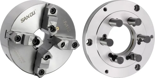 Vista 7 de CME Portabrocas de torno autocentrante de 3 mandíbulas de 8 pulgadas con placa de respaldo Camlock D1-5, mordazas reversibles de dos piezas
