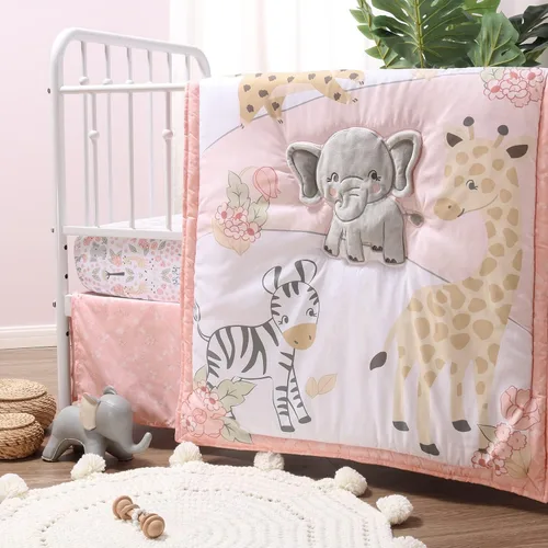 Vista 6 de The Peanutshell Juego de 3 piezas de ropa de cama para cuna de bebé para niñas - Decoración de cama de recién nacida, bebé y niña con sábana