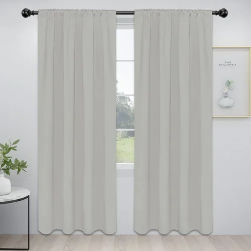 Vista 24 de Easy-Going - Cortinas opacas con bolsillo para varilla para dormitorio, cortinas de ventana para oscurecer la habitación para sala de estar