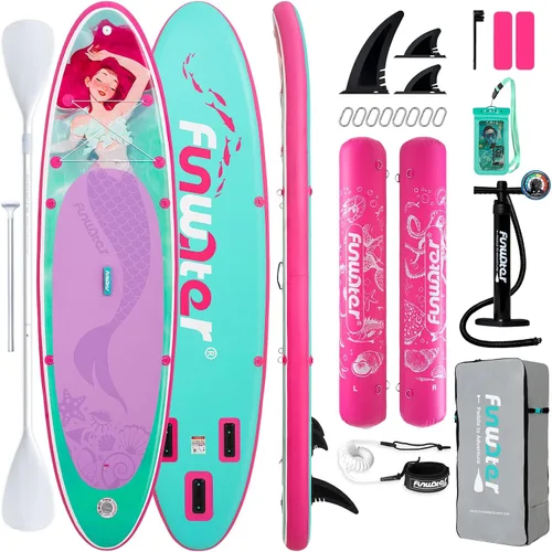 Vista 11 de FunWater Tabla de remo inflable de 11 pies y 10 pies 6 pulgadas con accesorios de tabla de remo de SUP de alta calidad, cubierta de EVA