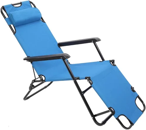 Vista 12 de Ochine Silla de playa plegable clásica, silla al aire libre de aluminio portátil