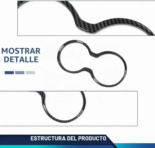 Vista 9 de PIT66 Cubierta para portavasos de cambio de engranajes, bisel de fibra de carbono negra, compatible con Jeep Grand Cherokee 2011-2021 Black Carbon