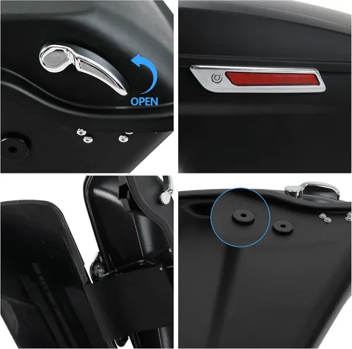 Vista 6 de TCMT Bolsas de sillín rígidas de color negro mate + llaves de pestillo y forros, inserto de alfombra para Harley modelos Touring 2014-2024 Road King