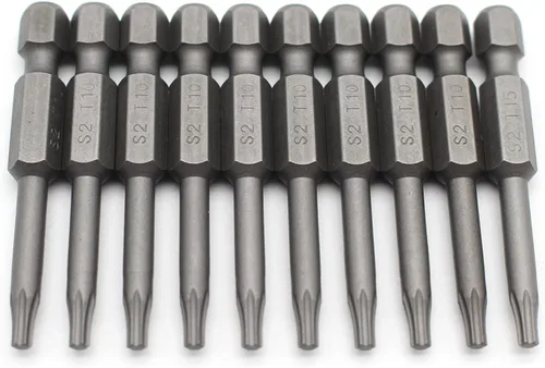 Vista 47 de TMAX Juego de puntas de destornillador de cabeza de estrella T6 Torx de 25 piezas, acero S2 de 6 puntos T-6 puntas de inserción de destornillador