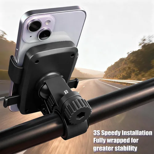Vista 2 de Soporte de Teléfono para Motocicleta y Bicicleta, Clip Soporte para Teléfono Celular de Bicicleta, Abrazadera para Manillar de Bicicleta y Scooter