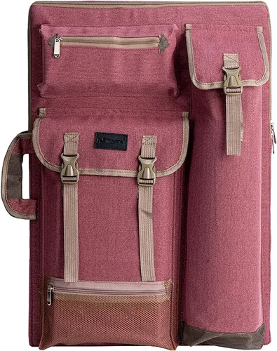 Vista 9 de TRANSON Estuche de Portafolio de Arte Mochila de Lona Bolsa Grande 26” x 19.5