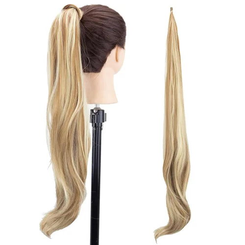 Vista 13 de IMISSU Extensión de pelo Cola de caballo Cabello flexible Colas de caballo Postizos (Negro)