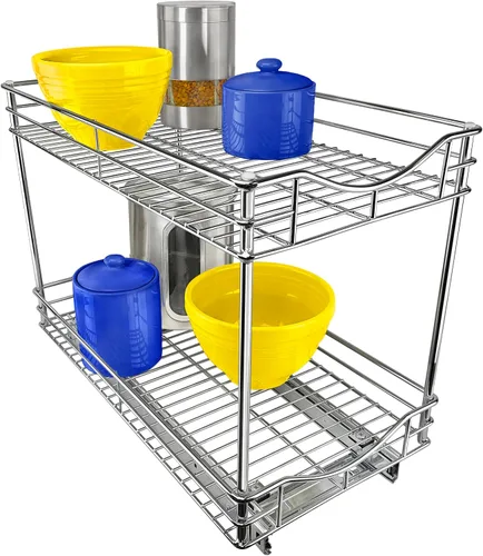 Vista 6 de Lynk - Organizador profesional para armario de cocina con dos niveles, para sacar y guardar debajo del gabinete, sirve de organizador para despensa