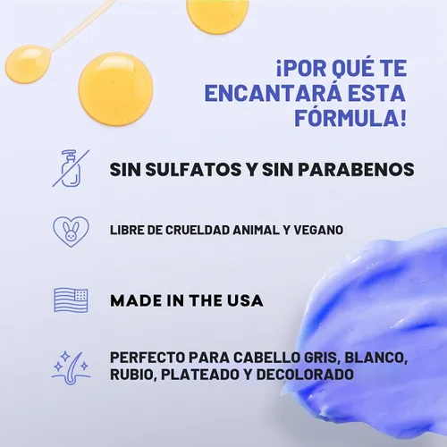 Vista 9 de Just Nutritive Acondicionador morado para cabello rubio, gris, blanco, plateado y decolorado, elimina el cobrizo, aumenta el brillo, repara