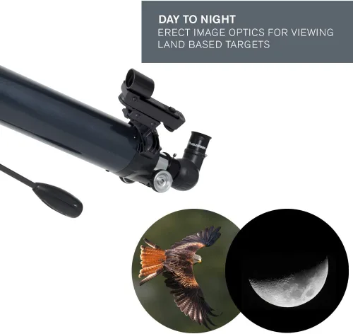 Vista 3 de Celestron - Telescopio refractor AstroMaster 90AZ, para principiantes - Óptica de vidrio totalmente recubierta - Trípode de altura ajustable