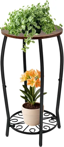 Vista 8 de Soporte ajustable para plantas de interior moderno de mediados de siglo, se adapta a macetas de 8 a 13 pulgadas, taburete de madera estable