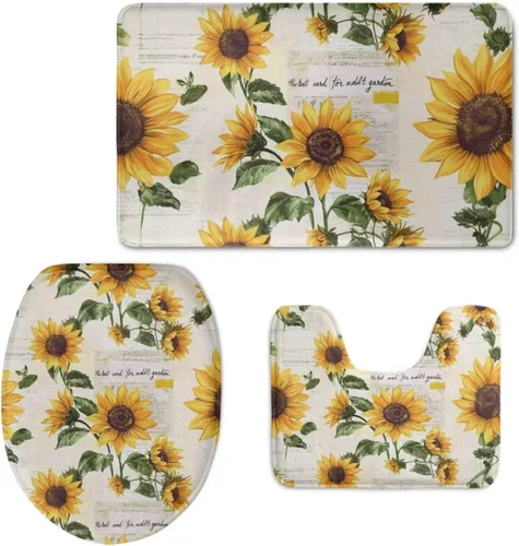 Vista 10 de FOR U DESIGNS Juego de tapetes de baño con moqueta, contorno y tapa, campana de lazo de Navidad, tapete decorativo suave para el hogar, dorado