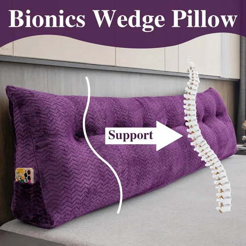 Vista 5 de Almohada de Refuerzo Triangular Grande para Cabecera, Cuña de Respaldo, Soporte de Posicionamiento, Descanso para Cama, Almohadas de Lectura
