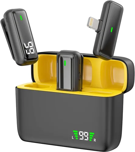 Vista 10 de Micrófono Lavalier inalámbrico para iPhone 16 - Micrófono de teléfono USB C para grabación de video con reducción de ruido, mini micrófonos 35H