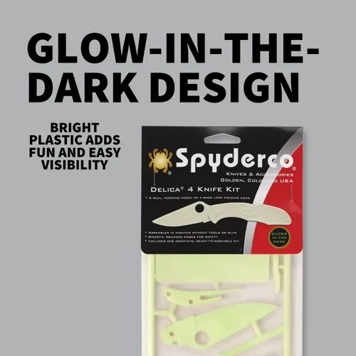 Vista 4 de Spyderco Delica - Juego de 4 cuchillos de plástico, brilla en la oscuridad y fácil personalización - PLKIT1