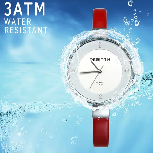 Vista 7 de Reloj de pulsera de cuarzo japonés para mujer, resistente al agua, 98.4ft, con esfera de cristal de diamantes de imitación