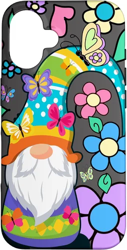 Vista 32 de Floral Daisy Flower Pattern with Butterflies Funny Gnome Case for iPhone 17