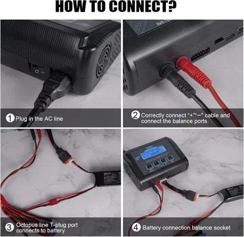 Vista 3 de Cargador de batería LiPo, cargador de batería RC de equilibrio rápido de 150W 10A Descargador para baterías LiPo/Li-ion/Life/LiHV de 1S-6S, 1-15S