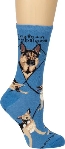 Vista 2 de Calcetines de algodón azul de perro pastor alemán, talla única, 9-11, Azul