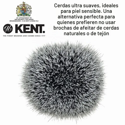 Vista 4 de Kent Infinity Plus - Brocha de afeitar con brocha sintética de tejón Silvertext ultra suave, cepillo de espuma y afeitado perfecto hecho para crema