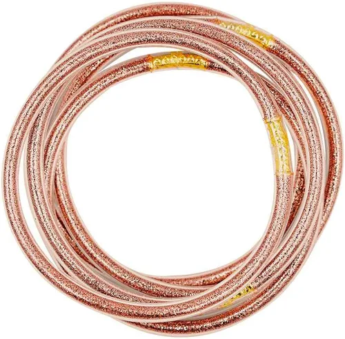 Vista 5 de Juego de pulseras de gelatina con purpurina joyas a la moda con forro de polvo dorado pulseras ligeras y bonitas para mujeres y niñas