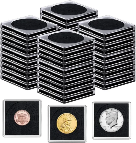 Vista 10 de 20 piezas de estuches ajustables de acrílico para colección de monedas con esponjas, soporte de monedas con cierre, estuches de protección