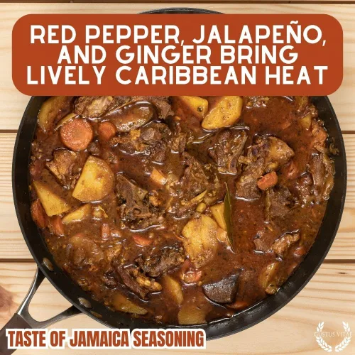 Vista 5 de Taste of Jamaica Jerk Seasoning & Spice Blend – Auténtica mezcla gourmet artesanal – Sin OGM – Fabricado en pequeños lotes – Todo natural – Lata