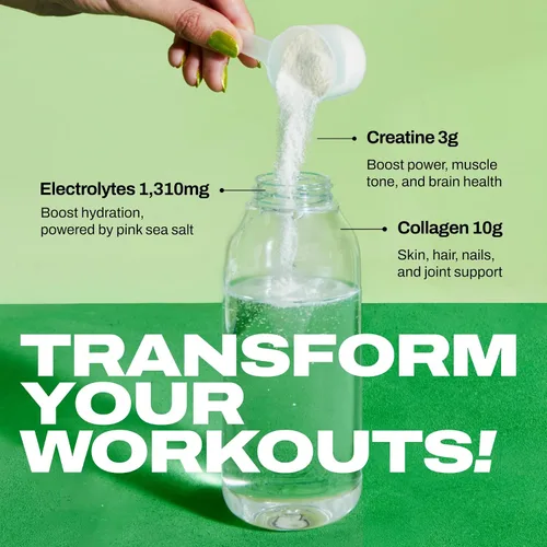 Vista 4 de Harlo - Mezcla de bebidas con electrolitos de colágeno y creatina - Sabor a sal de pomelo - Polvo hidratante para antes y después del entrenamiento