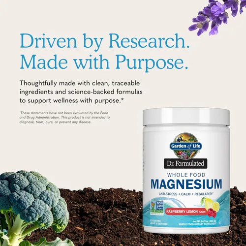 Vista 6 de Garden of Life Dr. Formulated, Magnesio de alimentos integrales, limón frambuesa, 14.9 oz (421.5 g)